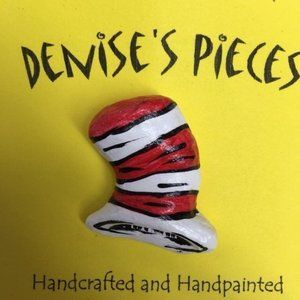 Seuss Cat In The Hat Pin Brooch 1.5 In Artisan Red White Striped Seussical 4